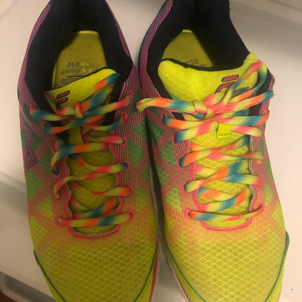Fila Tie Dye Sneakers Lime Green and Pink